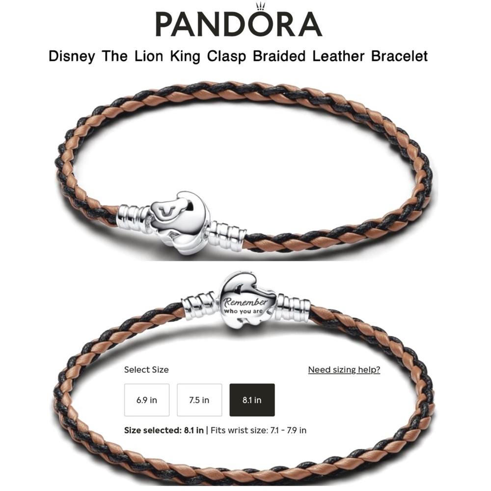 Pandora Disney Lion King Braided Leather Bracelet - Black and Brown